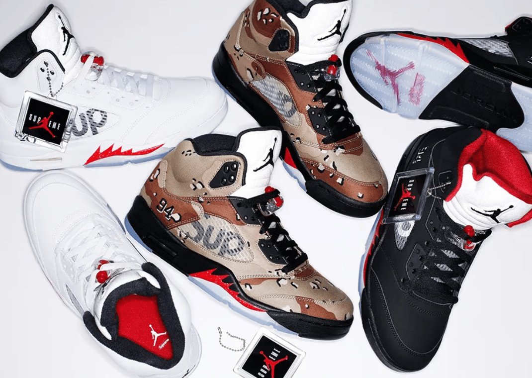 Набір з 5 кросівок Supreme x Air Jordan