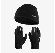 Женский набор:шапка, перчатки NIKE W FLEECE HAT AND GLOVE SET BLACK/BLACK/SILVER M/L