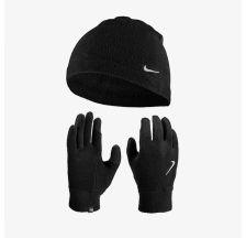 Набор:шапка, перчатки NIKE M FLEECE HAT AND GLOVE SET BLACK/BLACK/SILVER L/XL