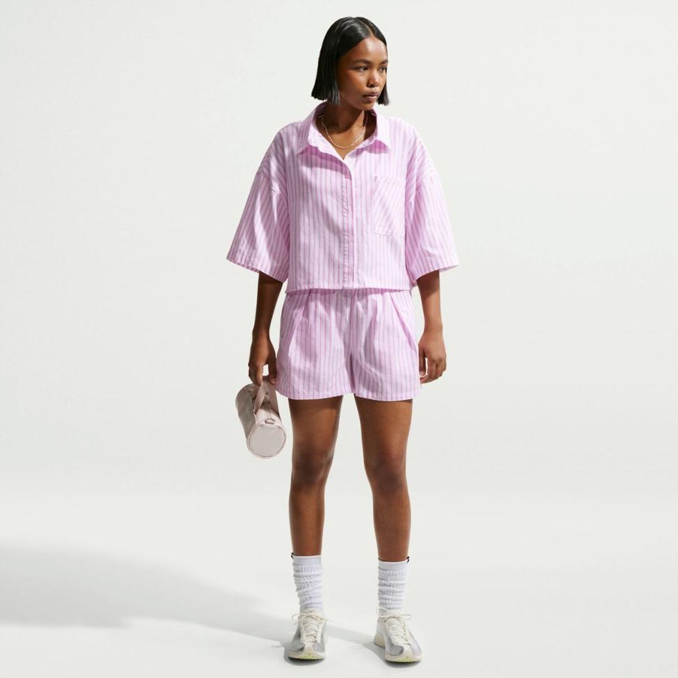 Женская рубашка NIKE W NSW OFFLN WVN PPLN STRP SS_image_3